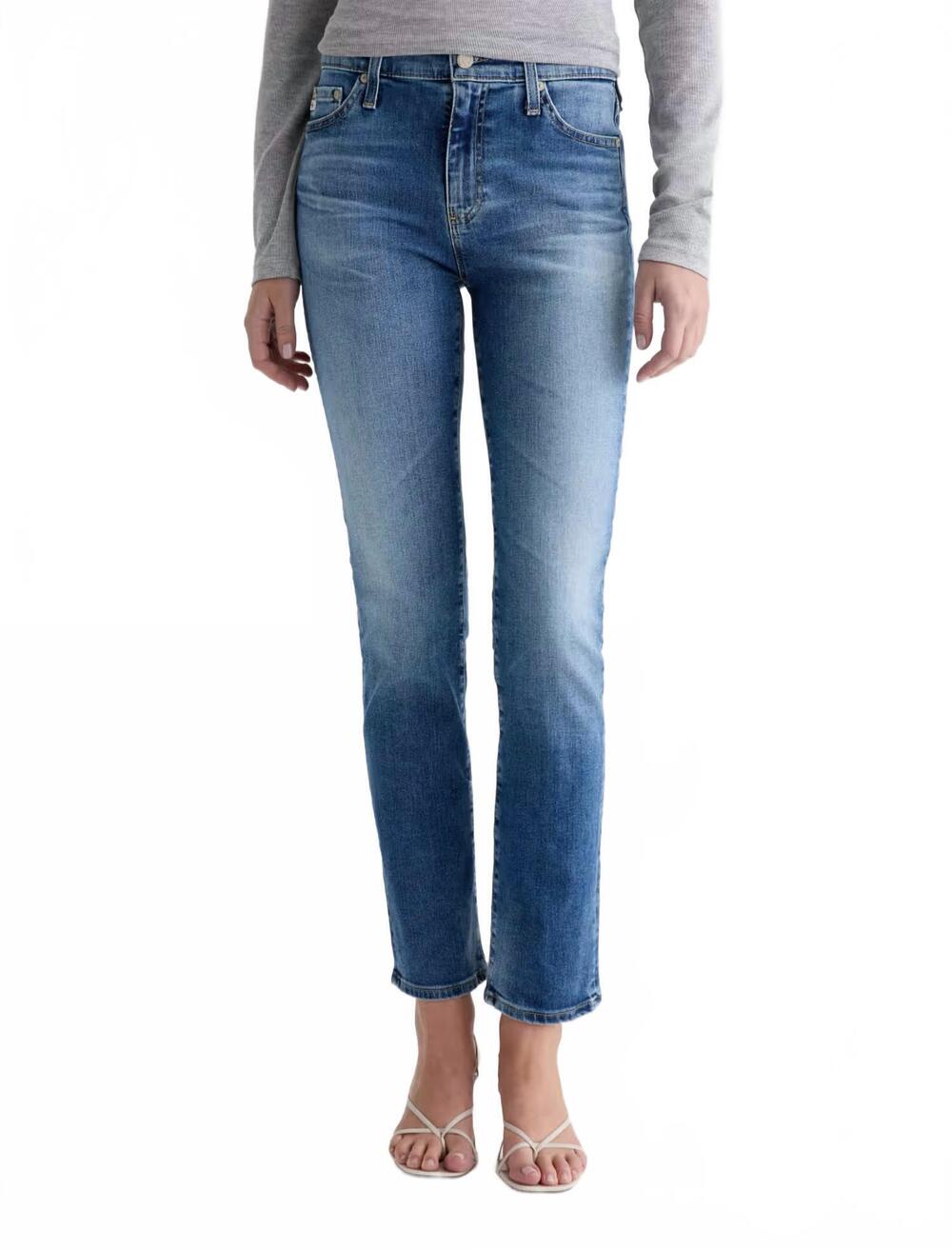 NEW AG JEANS women's mari mid-rise slim straight jean in 15 years shoreline